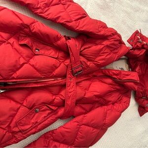 Burberry Red Coat with Iconic Beige Nova Check Lining